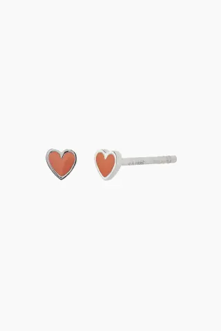 STINE A Petit Love Heart Coral Enamel – sølv — produktfoto