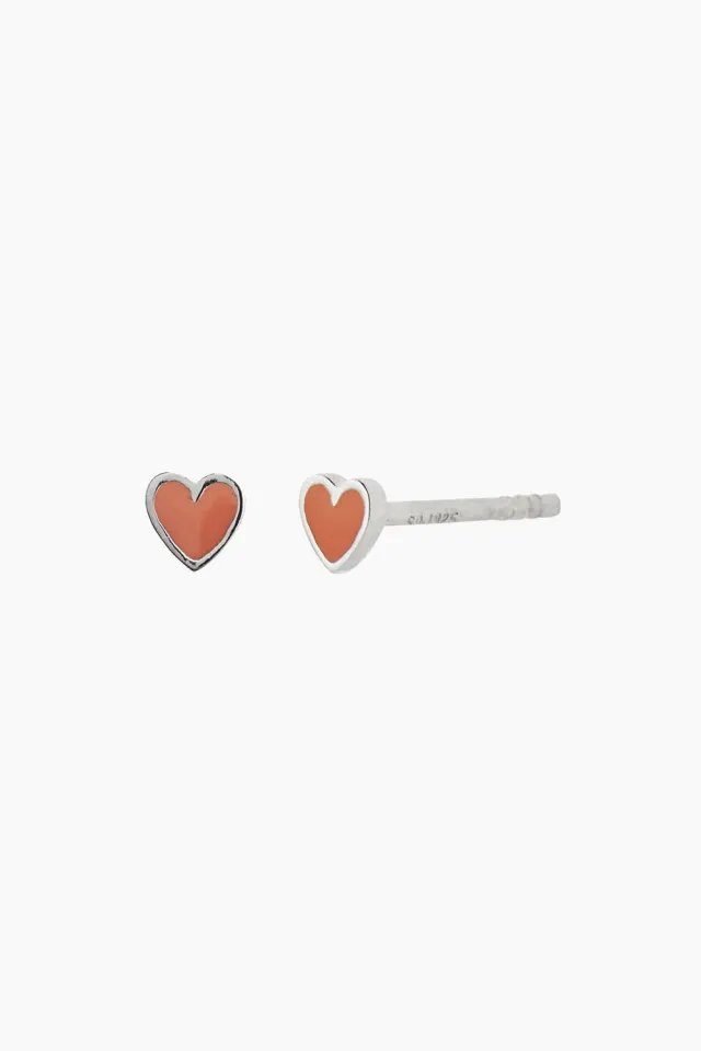 STINE A Petit Love Heart Coral Enamel – sølv — produktfoto