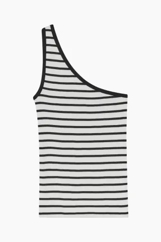 Mads Nørgaard 2X2 Cotton Stripe Kitty Top – Vanilla Ice/Black — produktfoto