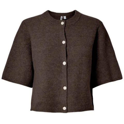 Pieces cardigan Pcsilly med skjult lukning – Hot Fudge Melange — produktfoto