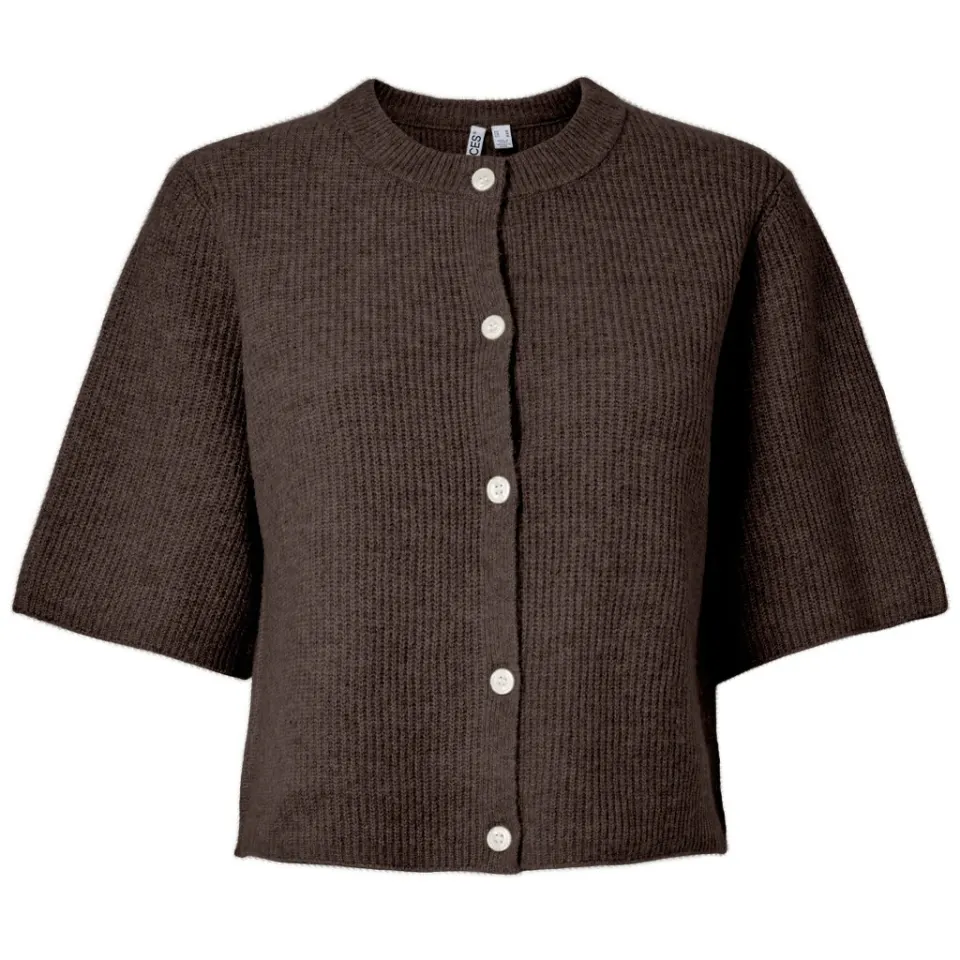 Pieces cardigan Pcsilly med skjult lukning – Hot Fudge Melange — produktfoto