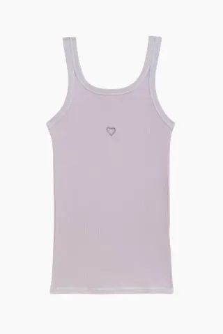 Baserange Heart Tank Fine Cotton Rib – Verbe Purple — produktfoto