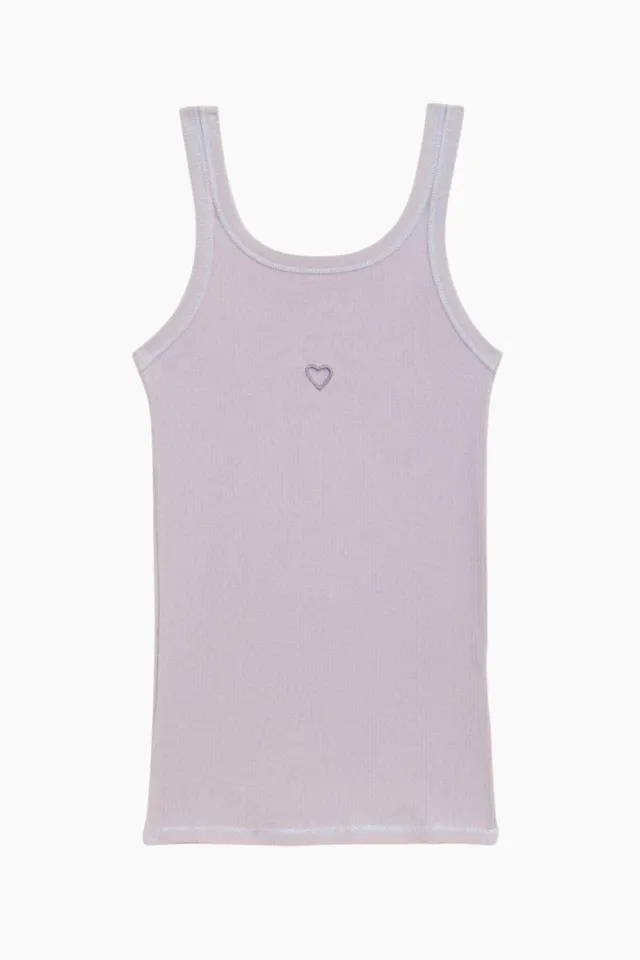 Baserange Heart Tank Fine Cotton Rib – Verbe Purple — produktfoto