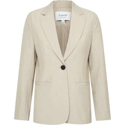 b.young blazer Bydanta i 78 % polyester, 18 % viskose og 4 % elastan – Humus Melange — produktfoto