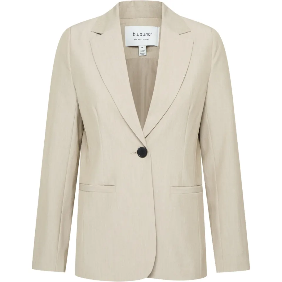 b.young blazer Bydanta i 78 % polyester, 18 % viskose og 4 % elastan – Humus Melange — produktfoto