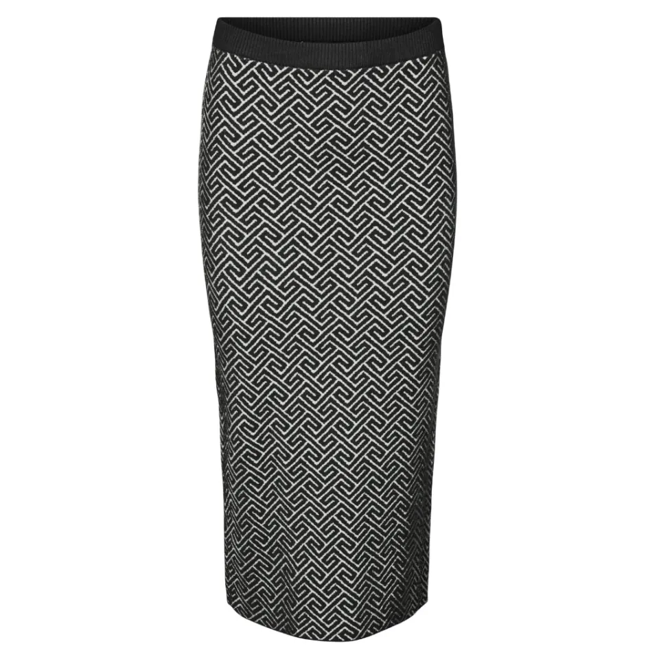 Vero Moda nederdel Vmaria – Black W. BIRCH GRAFIC PRINT — produktfoto