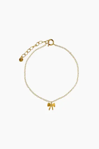 STINE A Petit Bow with Stone Bracelet – guld — produktfoto