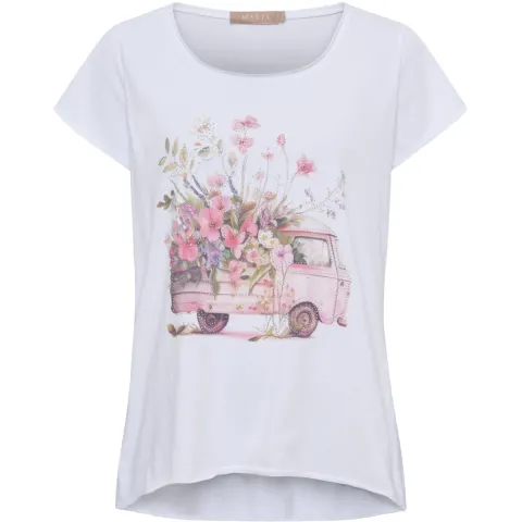 Marta du Château T-Shirt MdcMarie 1535 med bus- og blomsterprint – pink — produktfoto