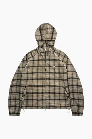 ALIS Orby Hooded Jacket – Sand/Blue Tartan — produktfoto