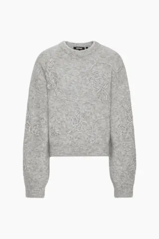 Rotate 3D Flower Knit – Light Grey Melange — produktfoto