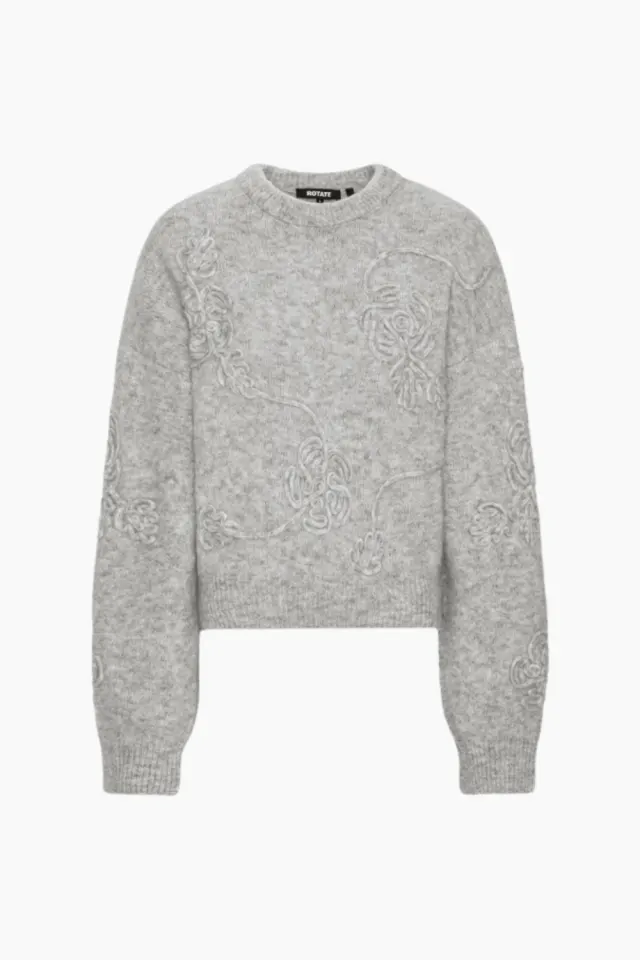 Rotate 3D Flower Knit – Light Grey Melange — produktfoto