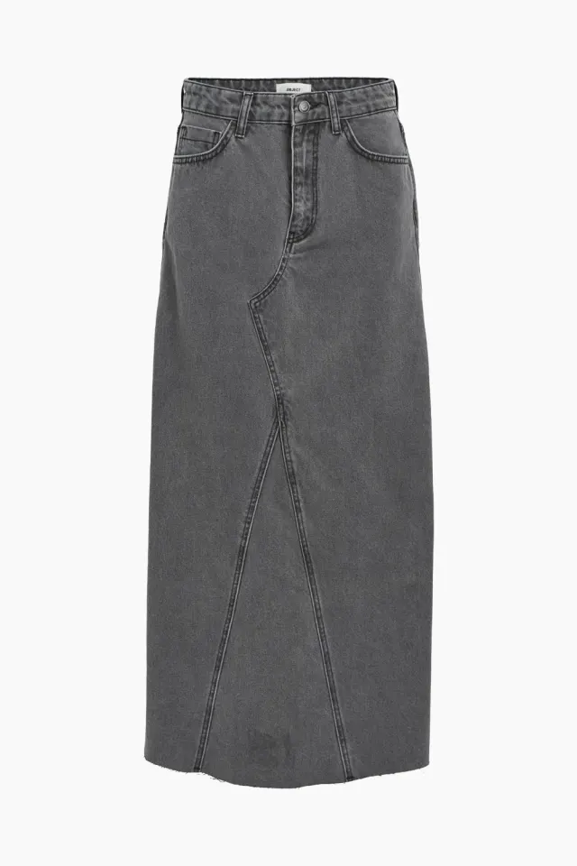 .Object ObjHarlow Long Denim Skirt - Grey Denim – Object — produktfoto