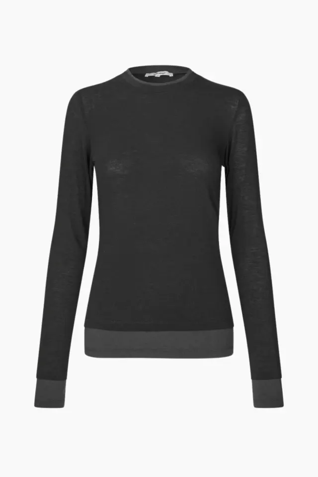 Oval Square Bibi Blouse – Black/Dark Brown — produktfoto