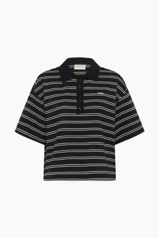 Gestuz GZpilova Polo Tee – Black White Striped — produktfoto