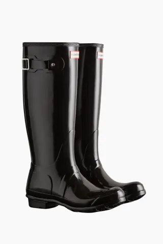 Hunter Womens Original Tall Gloss Boot – sort — produktfoto