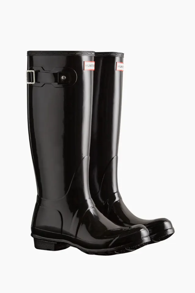 Hunter Womens Original Tall Gloss Boot – sort — produktfoto