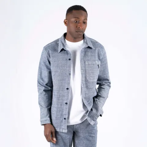 Marcus MApenley ls overshirt – Blå — produktfoto