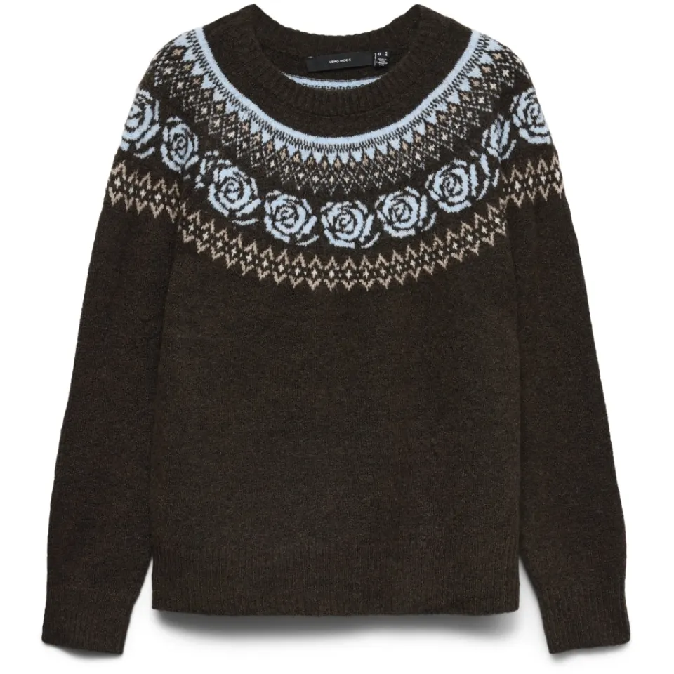 Vero Moda strik Vmsimone – Chocolate Torte CASHMERE BLUE/BIRCH/SILVER — produktfoto