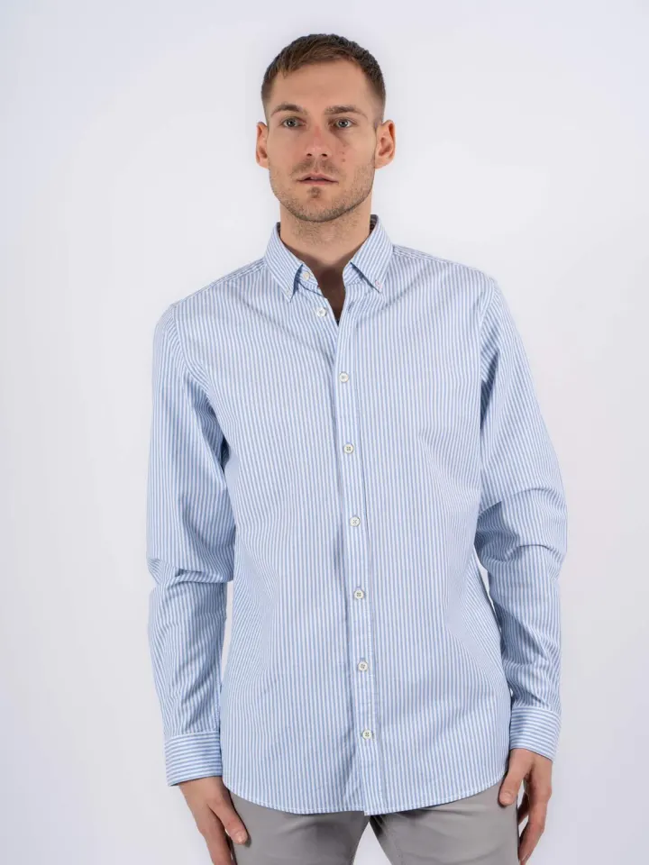 Marcus John Stripe LS Shirt – Blå — produktfoto
