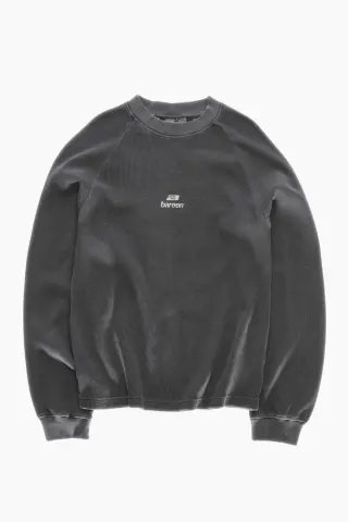 bareen Vintage Oversized Waffle Long Sleeve – Stone Black — produktfoto