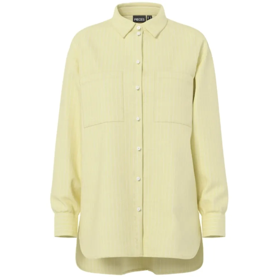 Pieces skjorte Pcmelia – French Vanilla Stripes thin bright white — produktfoto
