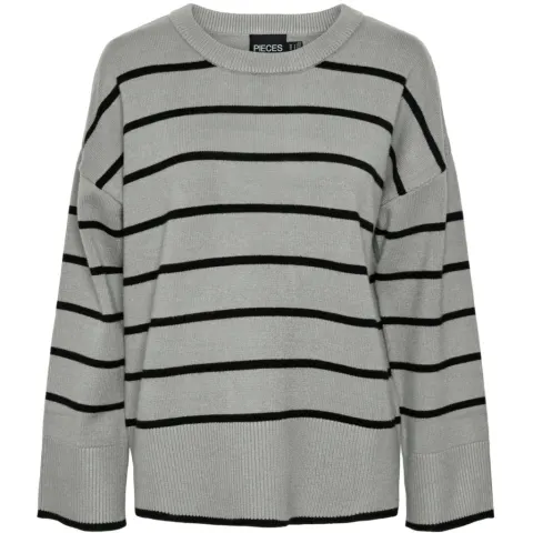 Pieces strik Pcmathilde – Medium Grey Melange BLACK — produktfoto