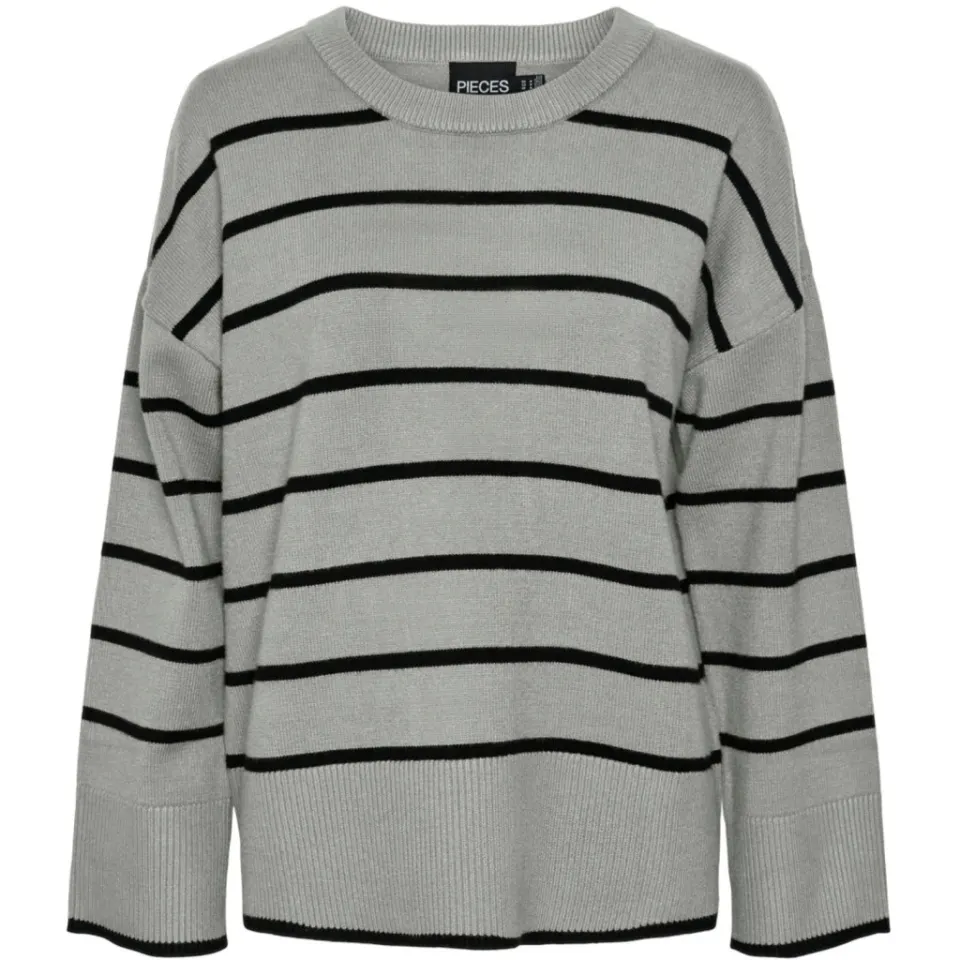 Pieces strik Pcmathilde – Medium Grey Melange BLACK — produktfoto