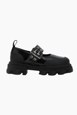 GANNI Cleated Ballerina Box Oleatex B1030061 – sort — produktfoto