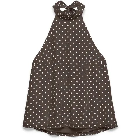 Vero Moda top Vmwillow med halterneck – Chocolate Martini Snow white dot — produktfoto