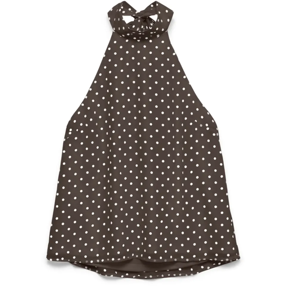 Vero Moda top Vmwillow med halterneck – Chocolate Martini Snow white dot — produktfoto