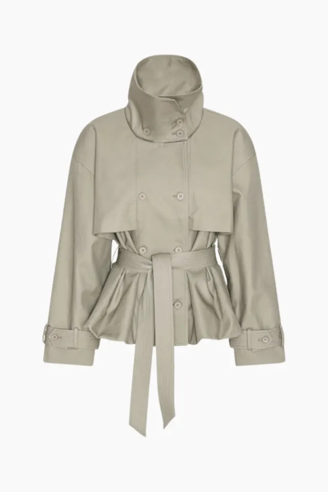 Rotate Short Trench Coat – Aluminum — produktfoto