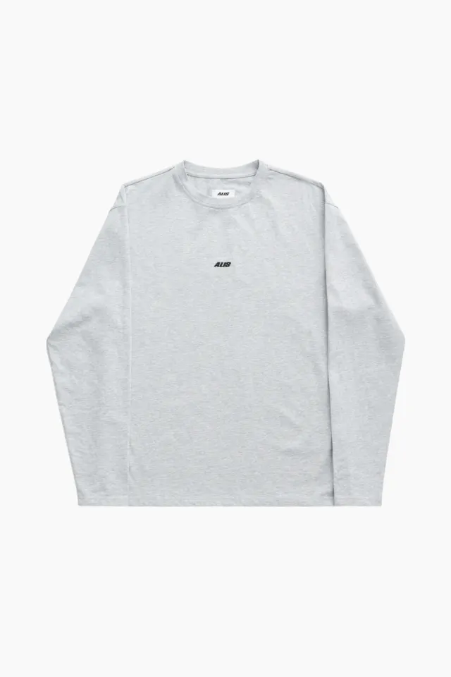 ALIS Joshua Long Sleeve w/ Logo – Grey Melange — produktfoto