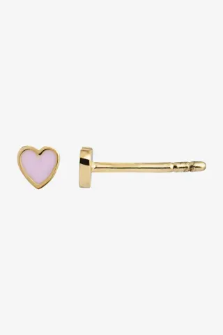 STINE A Petit Love Heart Light Pink Enamel – guld — produktfoto