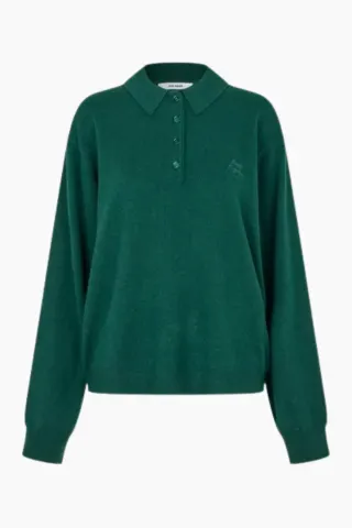 Oval Square Avar Knit Polo – Pine Green — produktfoto