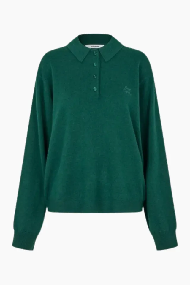 Oval Square Avar Knit Polo – Pine Green — produktfoto