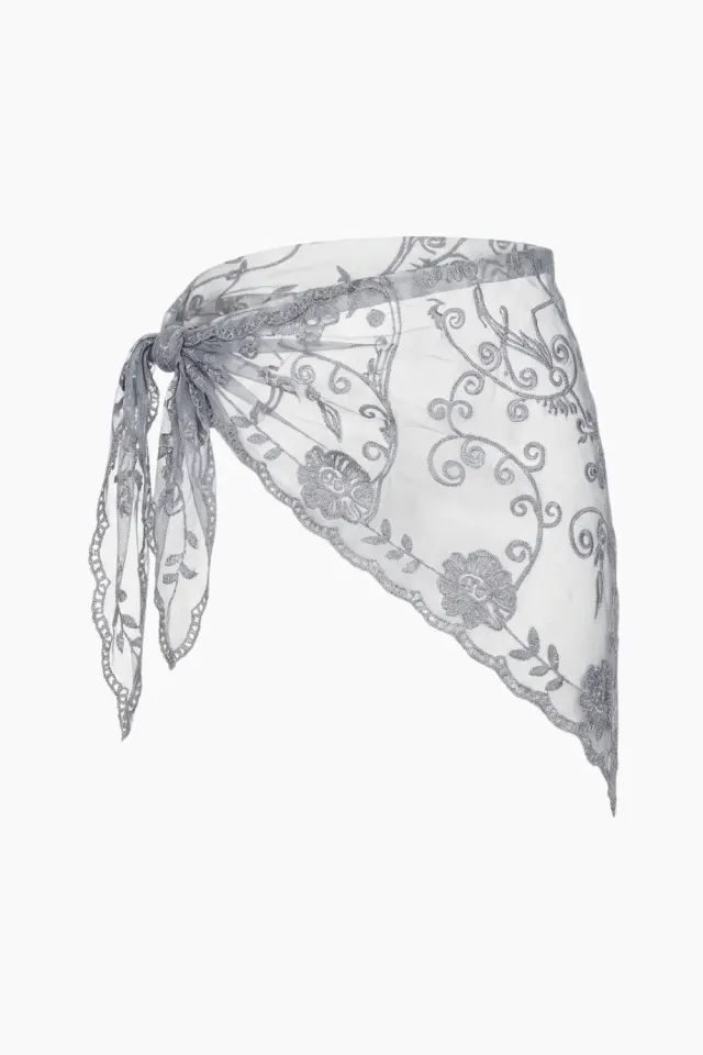 byQNTS Sille Lace Scarf – grå — produktfoto