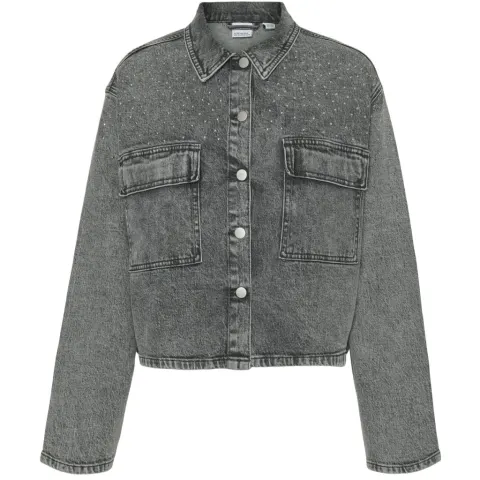 Vero Moda skjorte Vmellas – Light Grey Denim STUDS — produktfoto