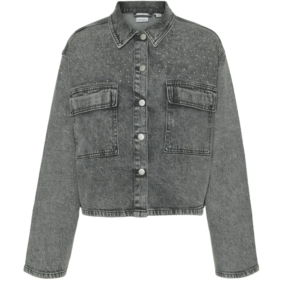 Vero Moda skjorte Vmellas – Light Grey Denim STUDS — produktfoto