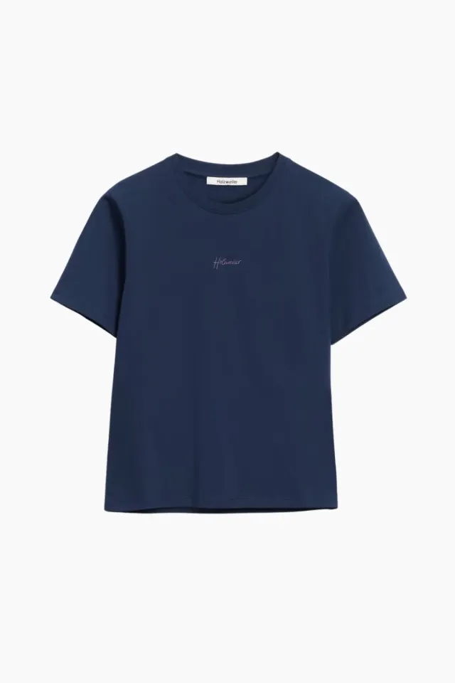Holzweiler Anja Embroidery Tee – marineblå — produktfoto