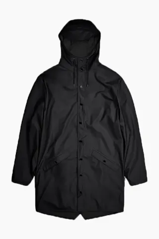 Rains Long Jacket W3 – sort — produktfoto