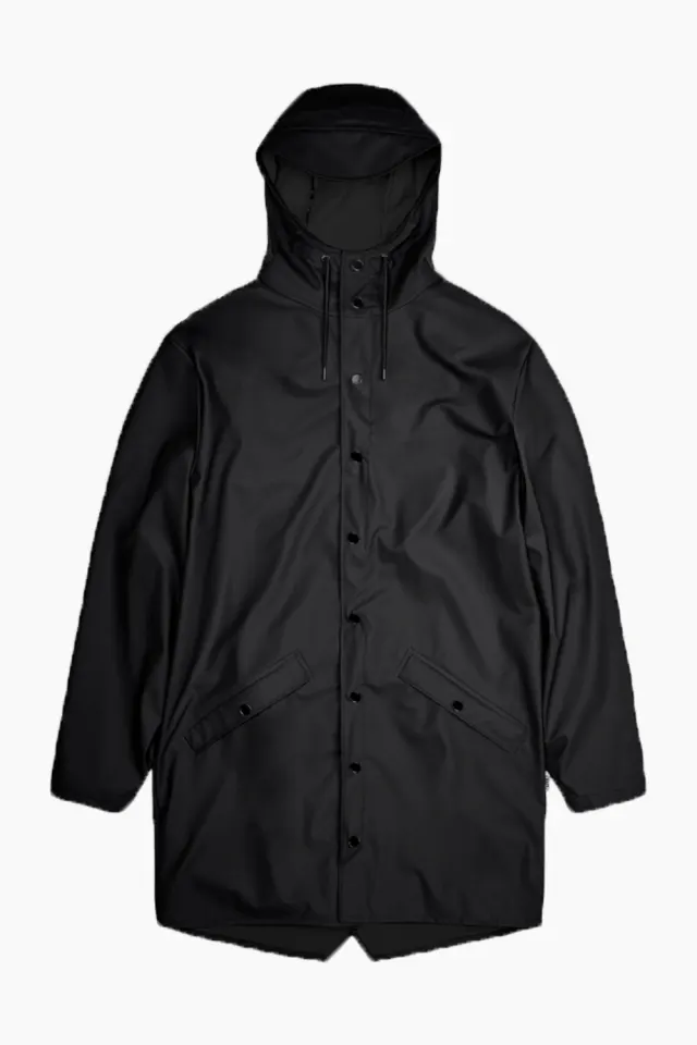 Rains Long Jacket W3 – sort — produktfoto