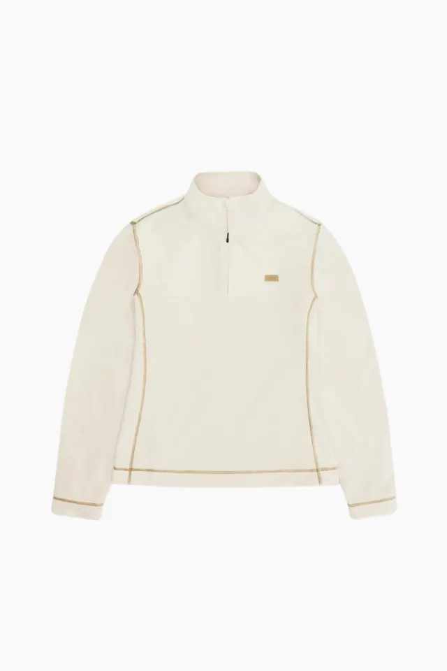 Rains Addis Fleece Curve Half Zip – Dune — produktfoto