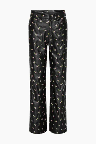 Rotate Printed Straight Pants – Tiny Pink Buttercup + Tap Shoe Comb — produktfoto