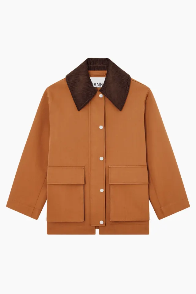 GANNI Heavy Twill Jacket A1010221 – Cinnamon Swirl — produktfoto