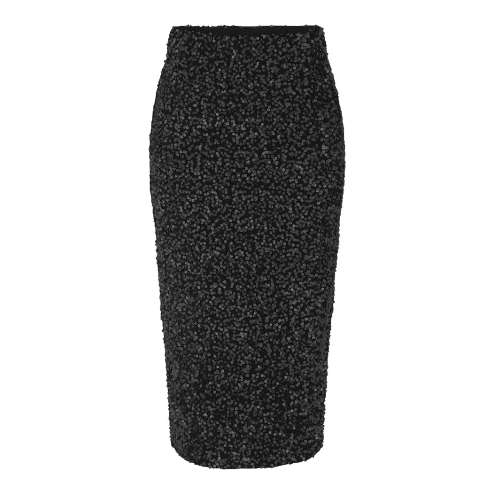Pieces nederdel Pckam – Black Black sequins — produktfoto
