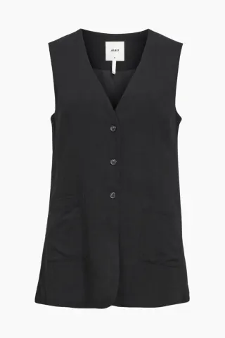 .Object Objsanne Re Long Vest Div - Black – Object — produktfoto