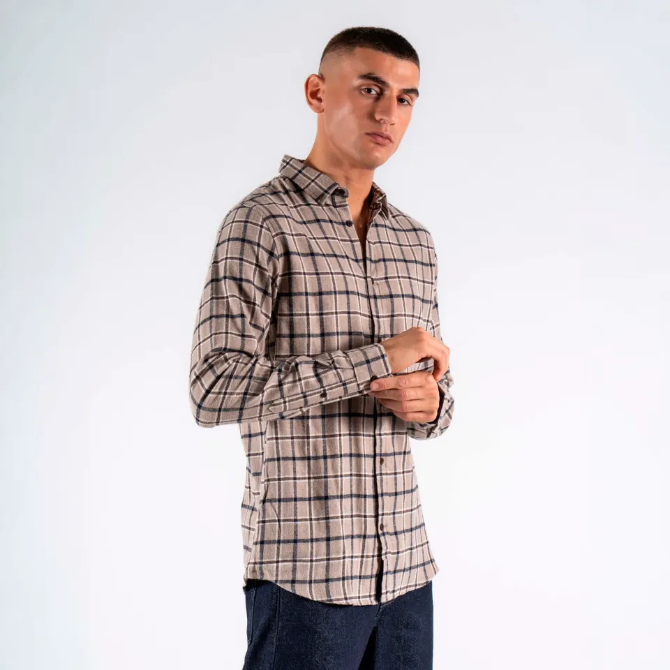 Marcus MApiper ls shirt – Mocha Meringue Melange — produktfoto
