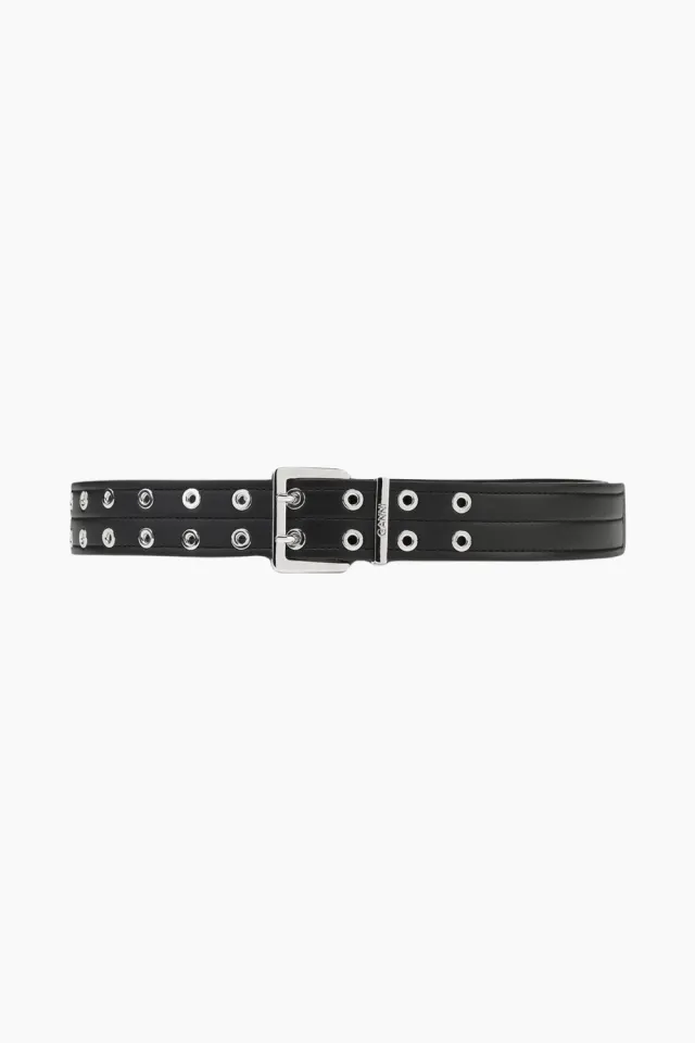 GANNI Double Eyelet Belt A6586 – sort — produktfoto