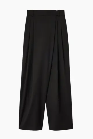 GANNI Calendered Wool Mid Waist Pants W0799 – sort — produktfoto