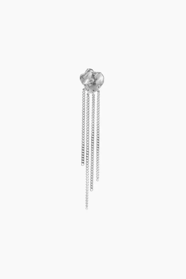STINE A Shell Reflections Earring With Chains – sølv — produktfoto